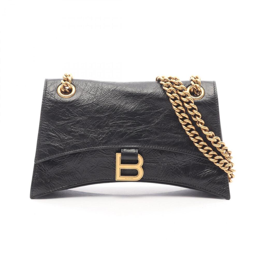 Balenciaga Crush Small Shoulder Bag Handbag Leather Women's Black 781920